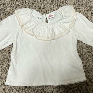 Zara Long-Sleeve T-Shirt with Ruffle Collar